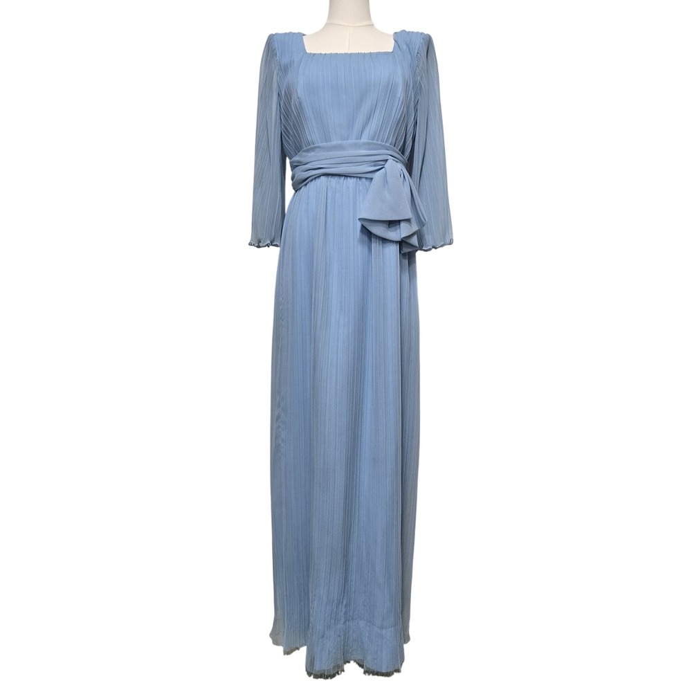 Vintage Miss Elliette Dress Womens 12 Pleated Chiffon‎ Maxi Gown Formal 70s